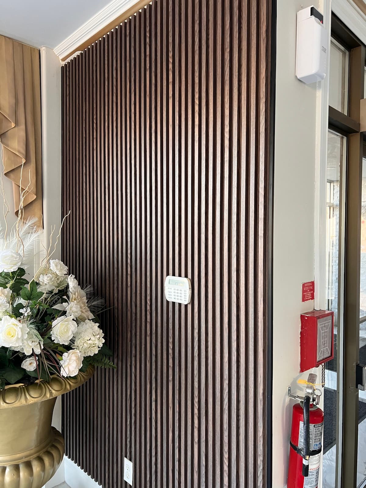 Wood Slat Entry Feature Wall completed in Etobicoke