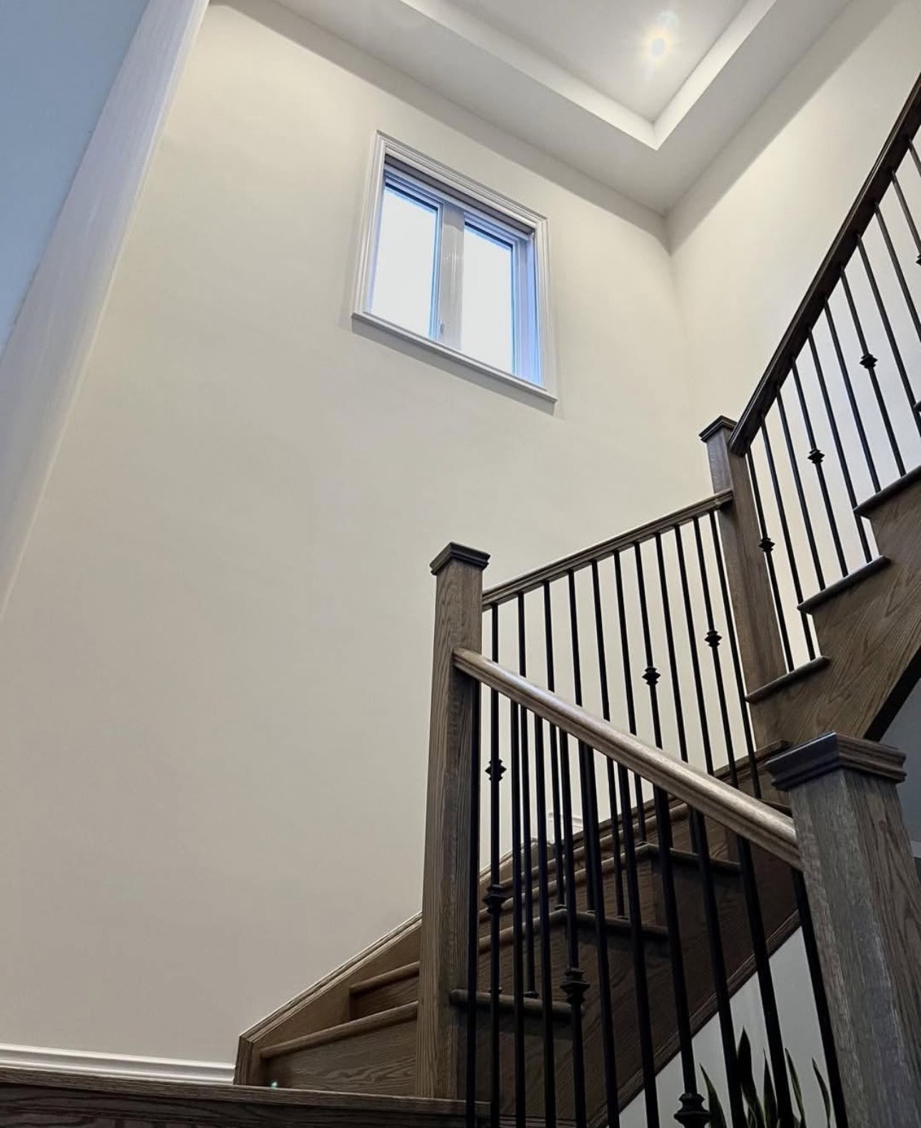 Geometric Stairwell Accent Wall before